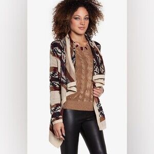 Under Skies Tribal Pattern Waterfall Cardigan Size Medium Southwest Boho